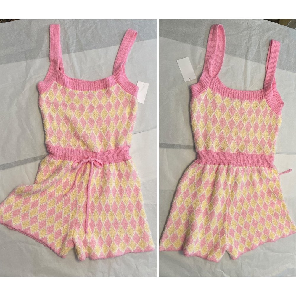 Free People Dream Diamonds Romper Pink / Yellow - Picture 5 of 16